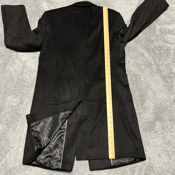 Jos A Bank Mens 38 Overcoat Topcoat Trench Coat Jacket Black 3 Button Wool Blend - Picture 6 of 11